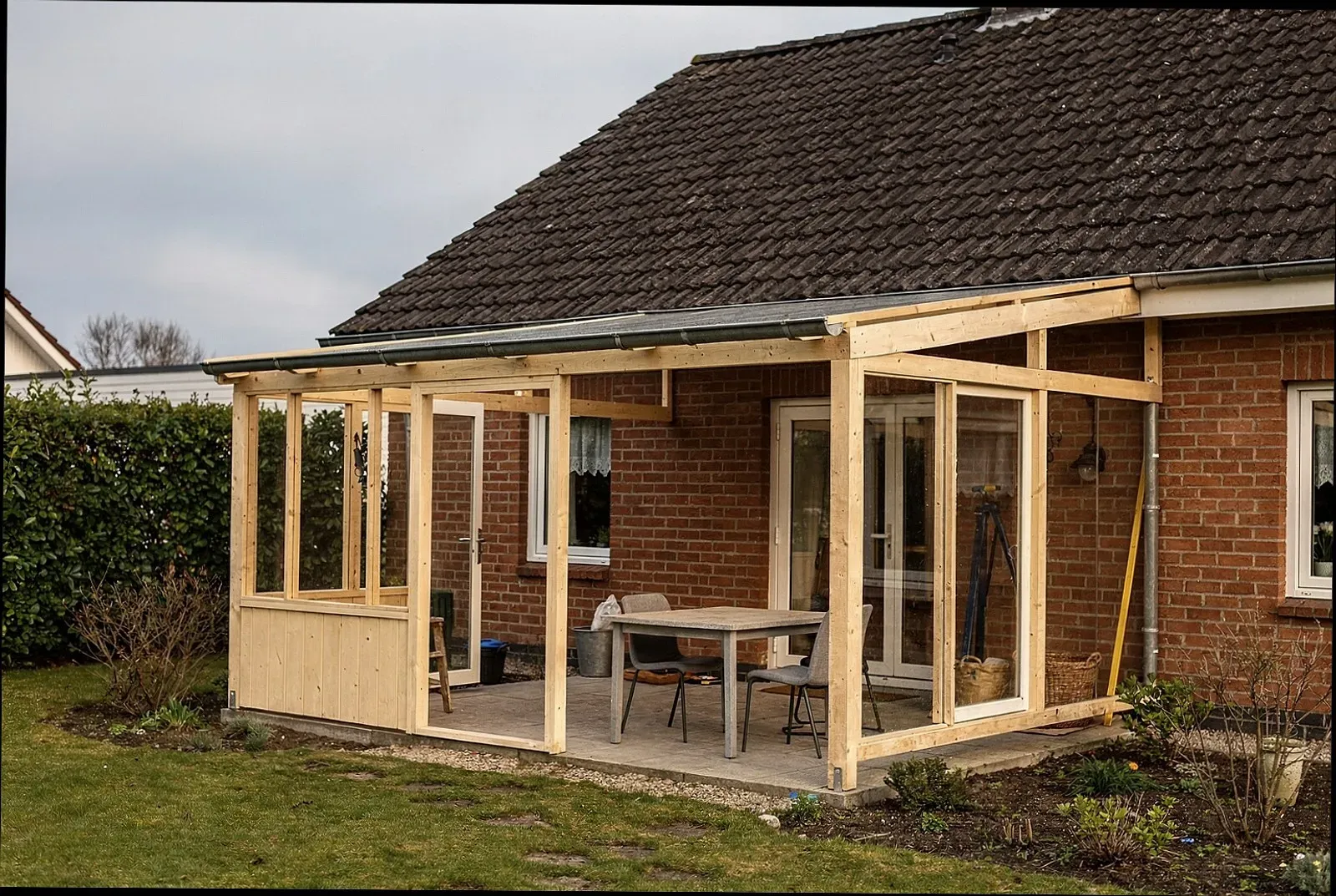 Zum Wintergarten erweiterte Terrasse als Idee für ein Haus in Bohmte